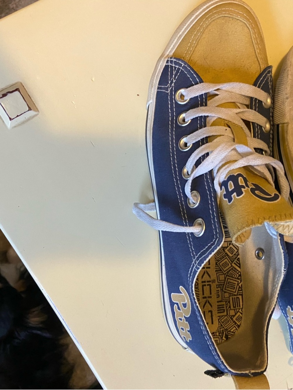PITT Women's Low-Top Canvas Sneakers in Navy and Gold -9